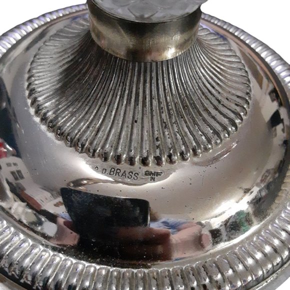 Vintage Silverplated Hobnail Glass Candelabra Set (2) LaPierre France 8.5" 1970s - Picture 5 of 9